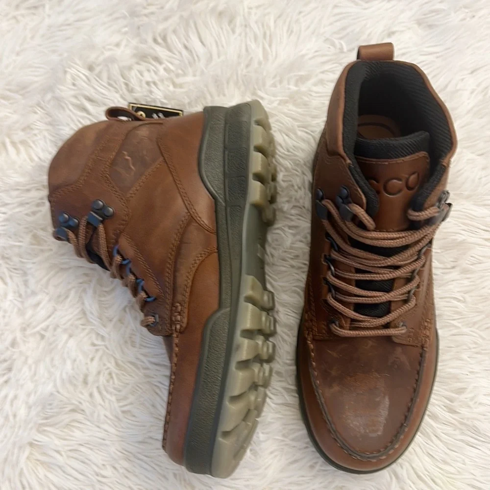 NEW ECCO Men’s Track 25 High Gore Tex Hiking Boot Bison brown leather size US 5